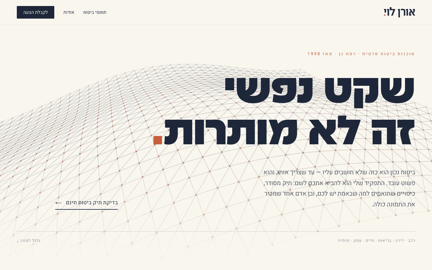 אורן לוי — מסך פתיחה: שקט נפשי זה לא מותרות