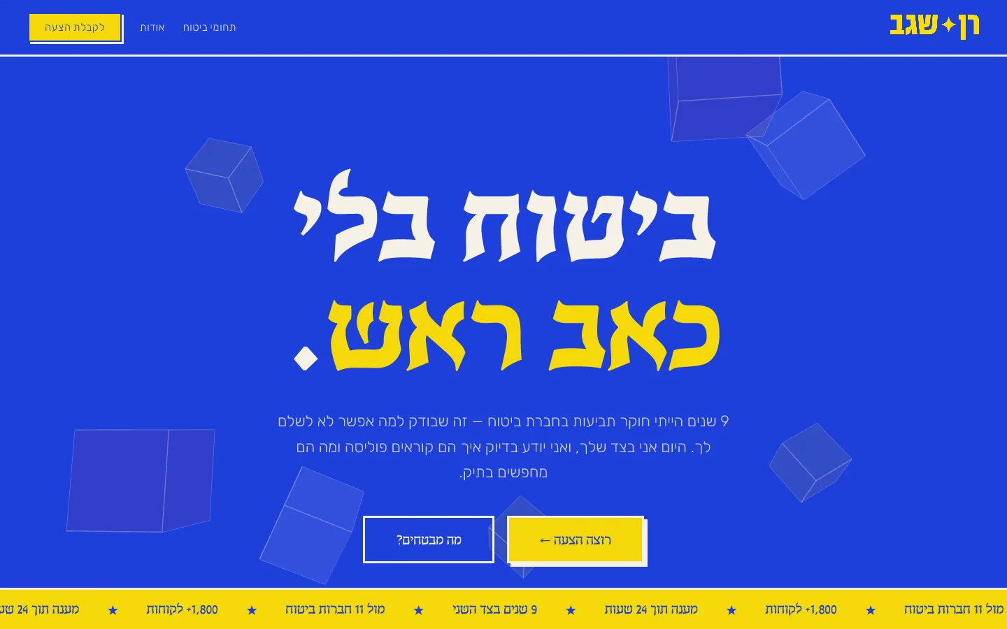רן שגב — מסך פתיחה: ביטוח בלי כאב ראש