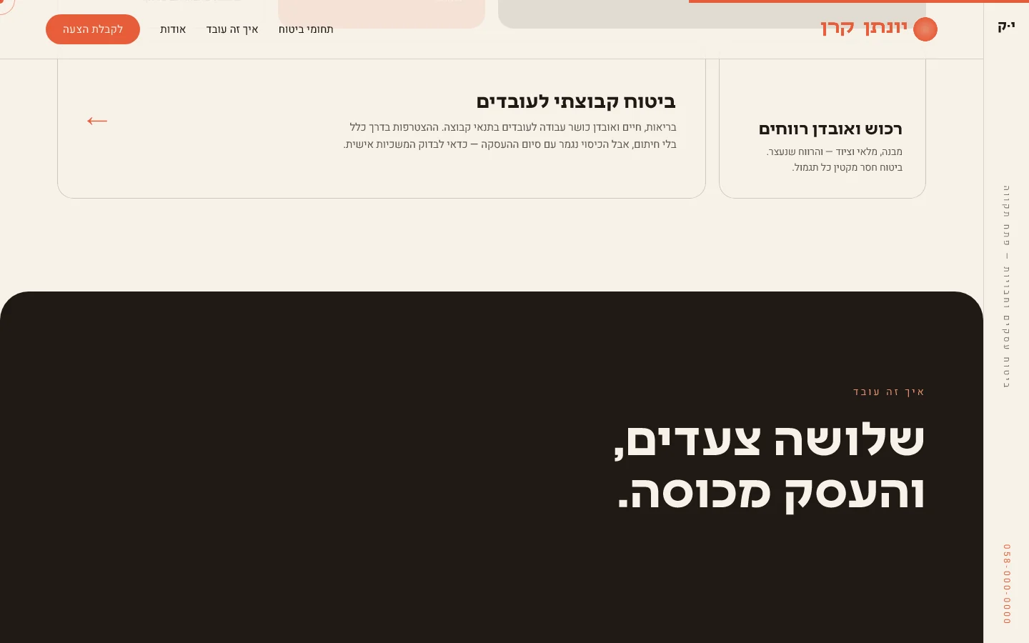 יונתן קרן — תחומי כיסוי ומסלול שלושה צעדים